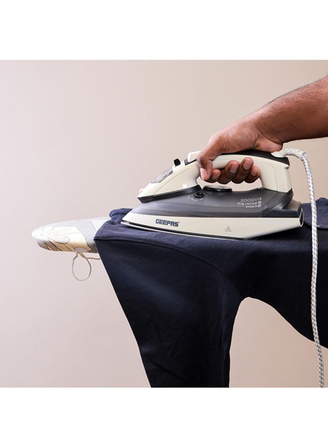 Ceramic Steam Iron - Temperature Control for Wet/Dry Crease Free Ironing | Steam Function & Self Cleaning Function, Fast Ironing And Ceremic Sole-Plate 200 ml 2000 W GSI7788 Black/White