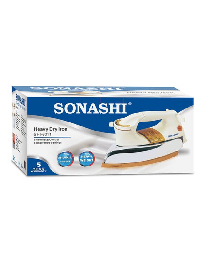 Heavy Iron - Gold Ceramic Coated Soleplate | Overheat Safety Protection with Easy Temperature Settings | Heavy Iron Box Suitable for All Fabrics 1200 W SHI-6011 Off White/Gold