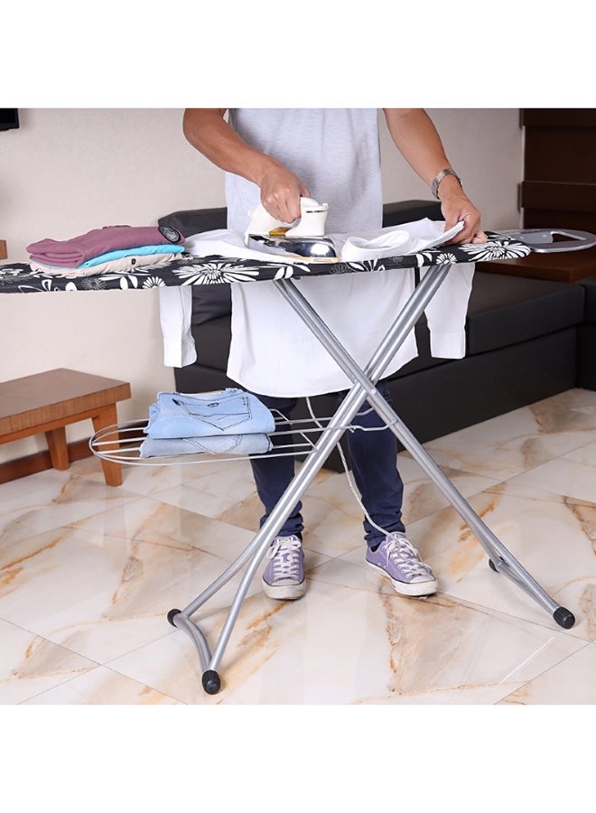 Ironing Board With Cloth Rack 100% Cotton Cover 7Mm Foam Pad Assorted Colors Grey/White 122x38cm