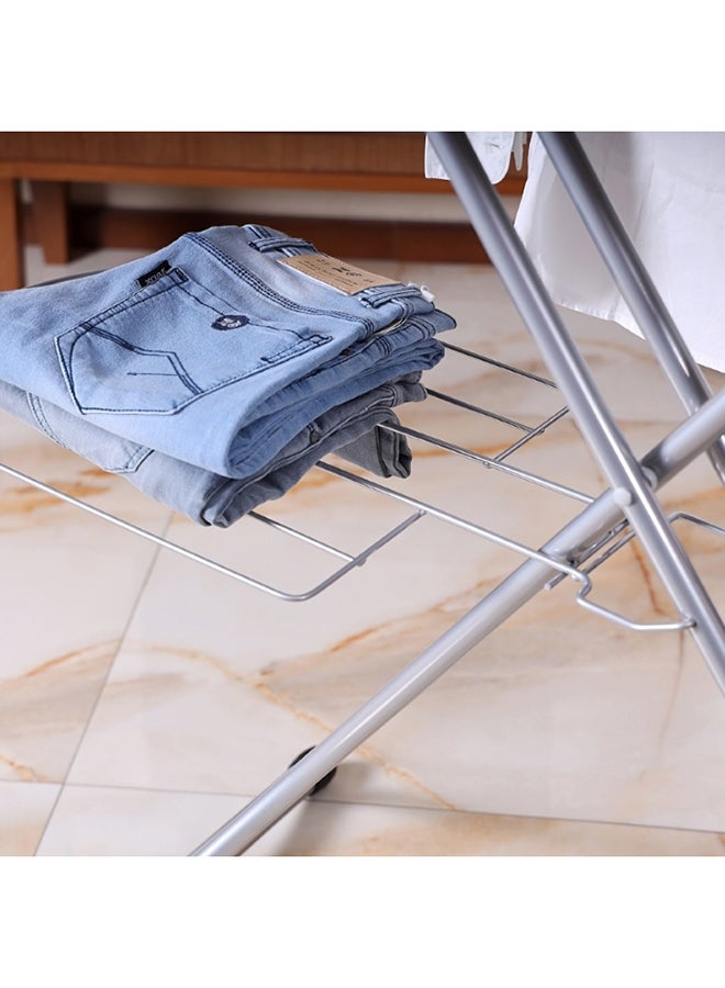 Ironing Board With Cloth Rack 100% Cotton Cover 7Mm Foam Pad Assorted Colors Grey/White 122x38cm