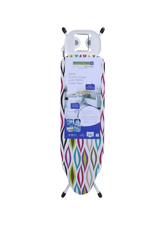 Stylish And Attractive Designed Portable Ironing Board With Attached Cloth Rack Multicolour 122x38cm