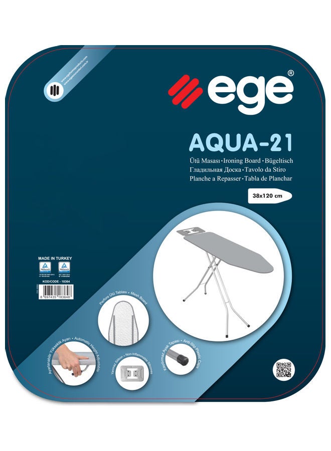 Aqua 21 Ironing Board Silver 120cm