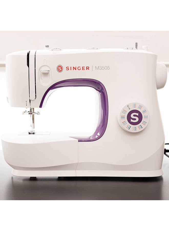 Domestic Sewing Machine, 23 Built-In Stitches, Easy Stitch Selection, Adjustable Stitch Length, With Front loading Bobbin And Long-Lasting LED light, One Size SGM-M3505 White