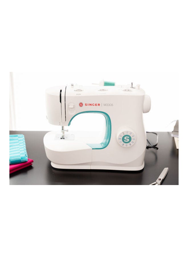 Sewing Machine Mechanical, 23 Stitches, Adjustable Stitch Length And Width, Free Arm, LED Light, Needle Threader, One-Step Buttonhole, Heavy Duty SGM-M3305 White/Blue