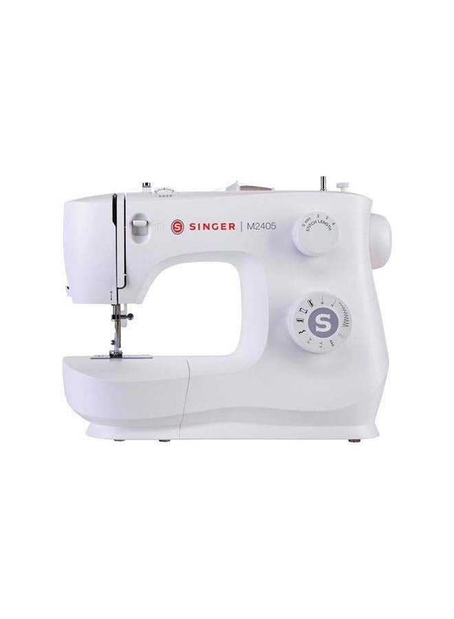 Portable Sewing Machine, 8 Built-In Stitches, 4 Step Buttonhole, Foot Controller, Stitch Selection Dial, LED Light, Adjustable Stitch Length, Free Arm, Accessories Kit SGM-M2405 White/Silver