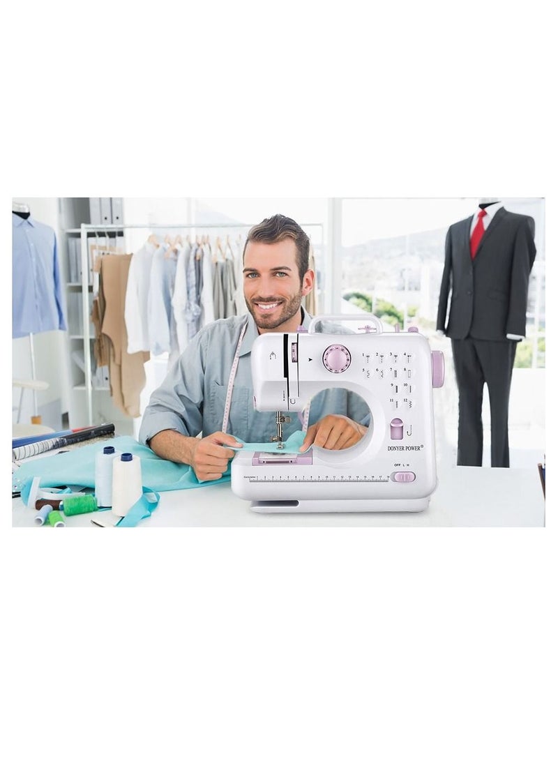 Sewing Machines for Beginner Portable Sewing Machines Small with 12 Built in Stitches and Reverse Sewing Multifunction Mending Machine Mini with Accessory Kit Pedal for Family Children's Day