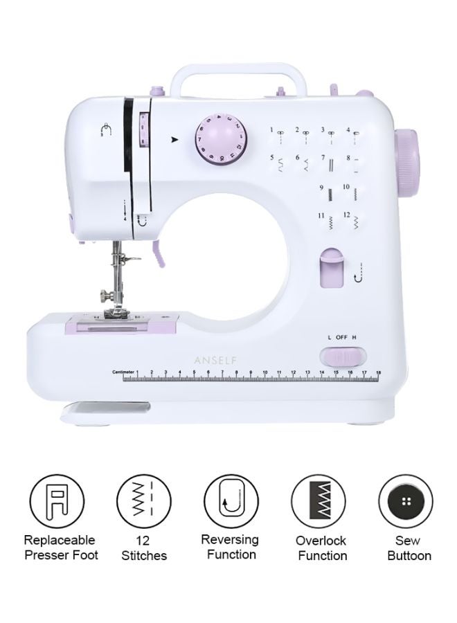 Portable Electric Sewing Machine H18510US White/Purple