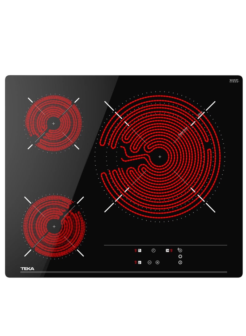 TBC 63632 TTC 60cm Electric Hob with 3 cooking zones and frontal touch Control - Made in Europe