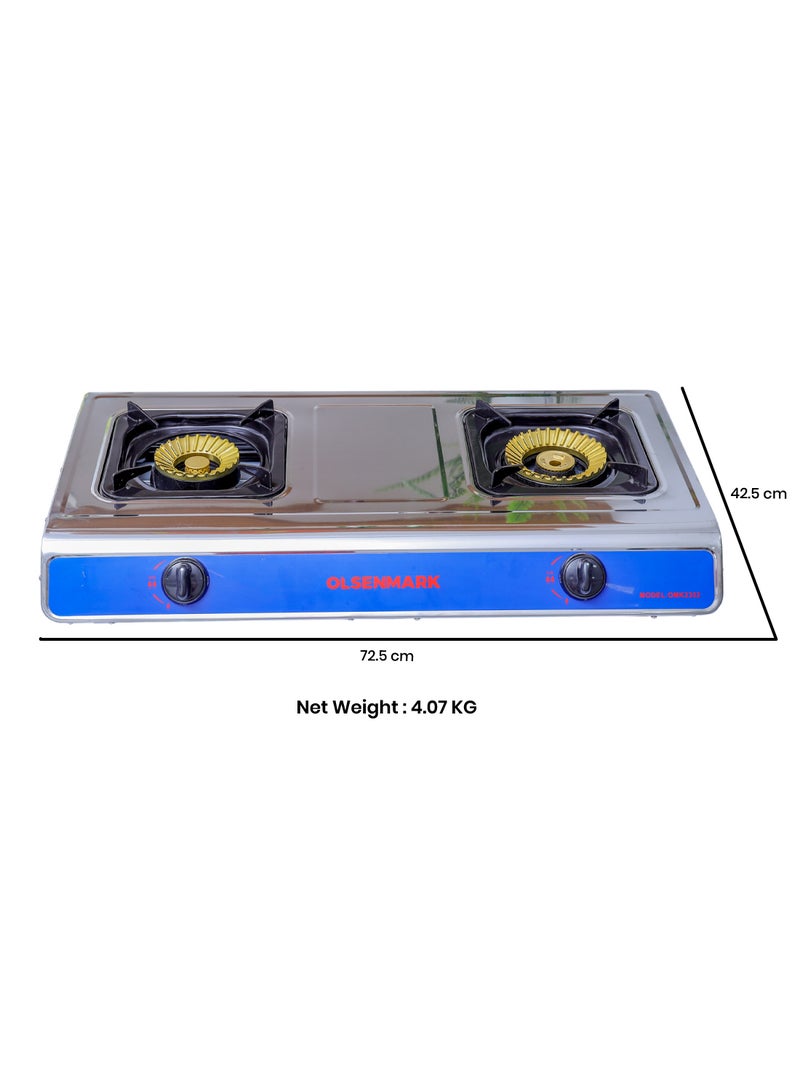 Gas Cooker Two Burner Stainless Steel Top Auto Ignition System OMK2352