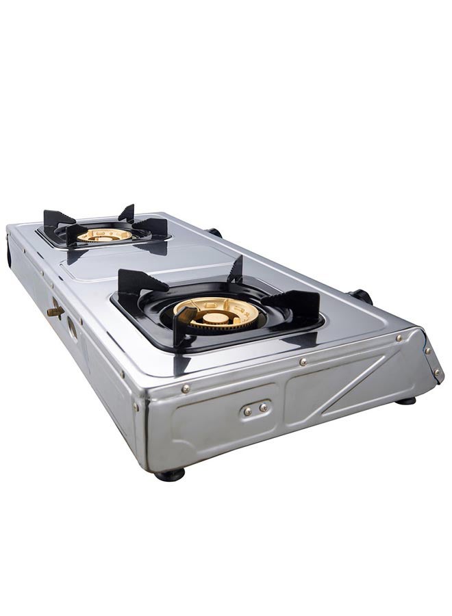 Dual Gas Burner 2 Brass Burners with Auto Ignition and 7.37 kW Heat Input with FFD -  Flame Failure Device 71.0 x 41.0 x 14.0 (W x D x H) CM NGT2005 Stainless Steel