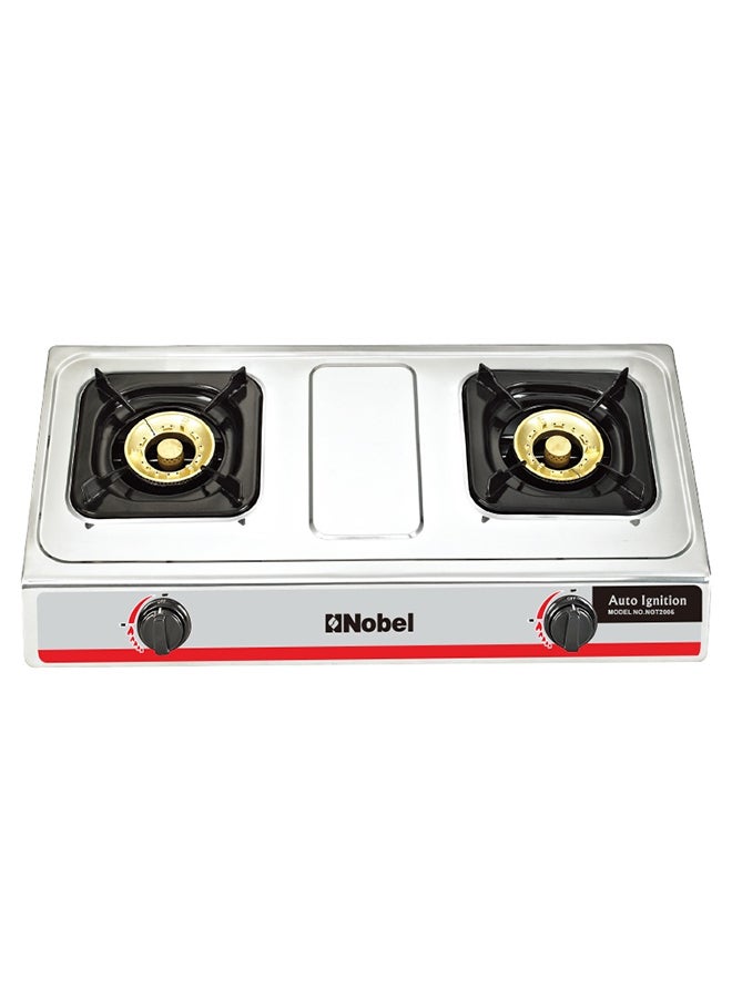 Dual Gas Burner 2 Brass Burners with Auto Ignition and 7.37 kW Heat Input with FFD -  Flame Failure Device 71.0 x 41.0 x 14.0 (W x D x H) CM NGT2005 Stainless Steel