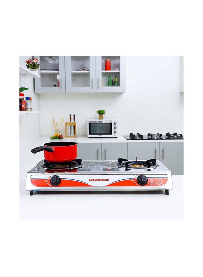 2-Burner Stainless Steel Gas Stove OMK2316 Black/Silver/Red