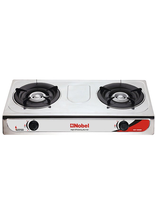 Dual Gas Burner/Gas Stove, 2 Brass Burners with Auto Ignition and Detachable Trivet Product Dimensions: 720 x 390 x 95 (W x D x H) mm NGT2002 Stainless Steel