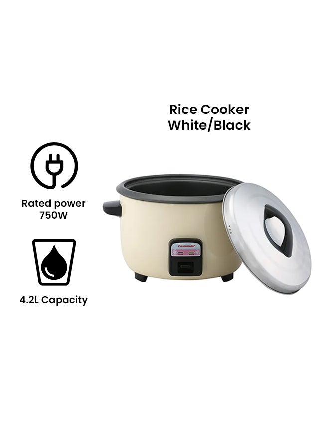 2 In 1 Electric Rice Cooker, Non Stick Inner Pot, Automatic Cooking, Easy Cleaning, High Temperature Protection 4.2 L 1600 W OMRC2205 White/Black