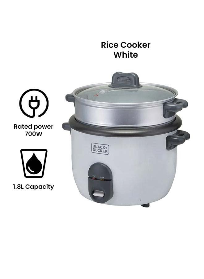 Rice Cooker Non-Stick with Steamer 2-in-1 1.8 L 700 W RC1860-B5 White