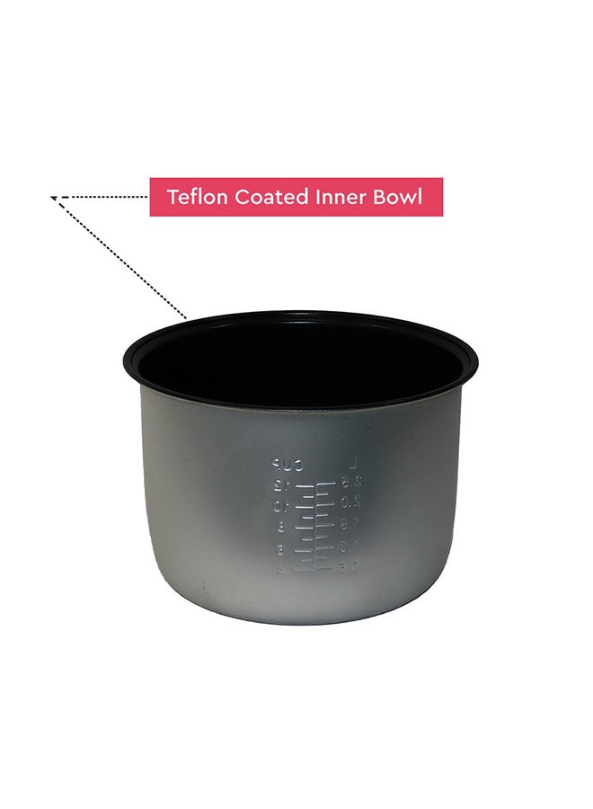 Rice Cooker with Teflon Coated Inner Bowl and Robust Clear View Lid, Adjustable Temperature Control Grip Handle Plastic Body 2.5 L 900.0 W NRC25 White