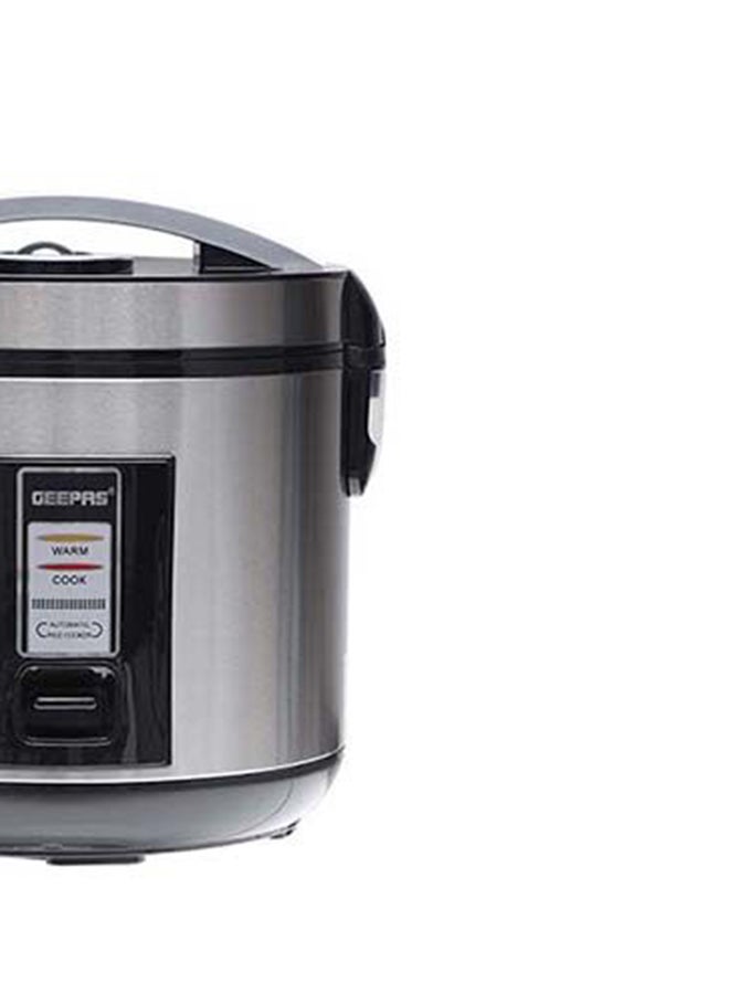 Rice Cooker 1.8 L Durable Construction| Removable Non-Stick Pot, Cool Touch Handle| Includes Cook, Warm Functions, Plastic Steamer| Perfect for Vegetables, Soups, Sauces etc |762W 1.8 L 762 W GRC4330 Black/Silver