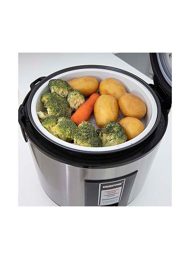 Rice Cooker 1.8 L Durable Construction| Removable Non-Stick Pot, Cool Touch Handle| Includes Cook, Warm Functions, Plastic Steamer| Perfect for Vegetables, Soups, Sauces etc |762W 1.8 L 762 W GRC4330 Black/Silver