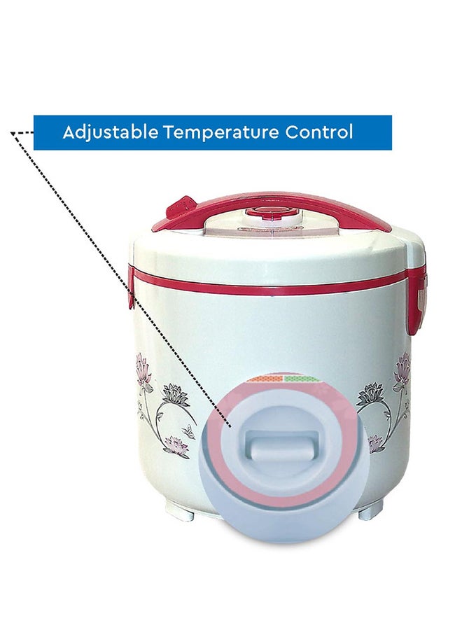 Rice Cooker with Teflon Coated Inner Bowl and Robust Clear View Lid, Adjustable Temperature Control Grip Handle Plastic Body 1.8 L 700.0 W NRC18 White