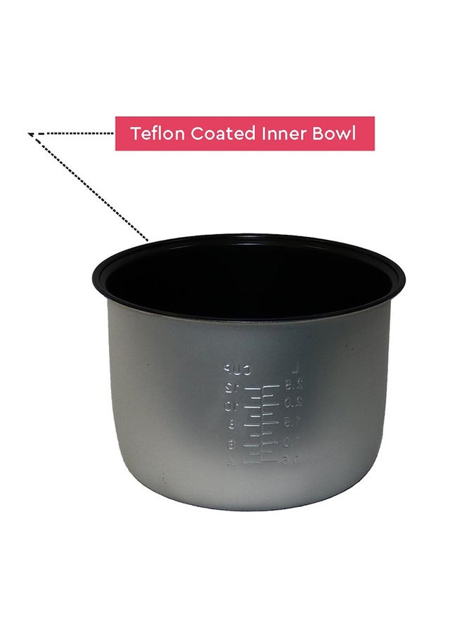 Rice Cooker with Teflon Coated Inner Bowl and Robust Clear View Lid, Adjustable Temperature Control Grip Handle Plastic Body 1.8 L 700.0 W NRC18 White