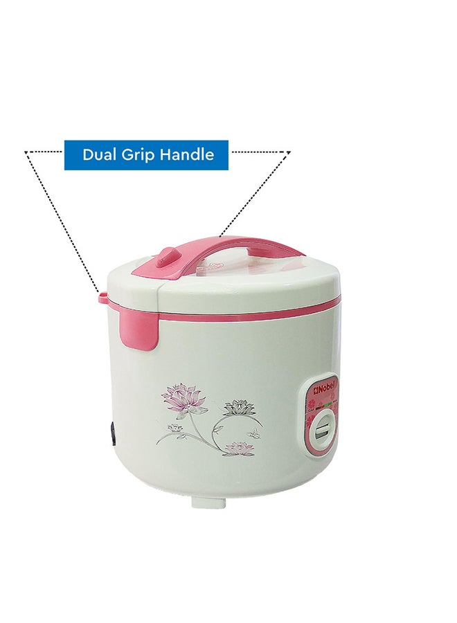 Rice Cooker with Teflon Coated Inner Bowl and Robust Clear View Lid, Adjustable Temperature Control Grip Handle Plastic Body 1.8 L 700.0 W NRC18 White