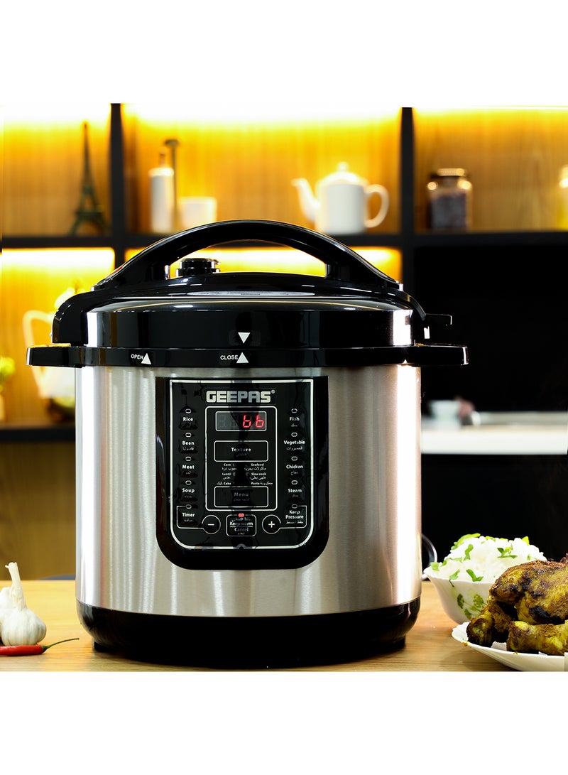 Digital Multi Cooker - Portable LED Screen with Touch Menu | 14 Smart Cooking Programs With One Touch, Auto Shut off Function, Large Control Panel |8L Capacity| Detachable Inner Lid 8 L 1200 W GMC35029 Silver/Black