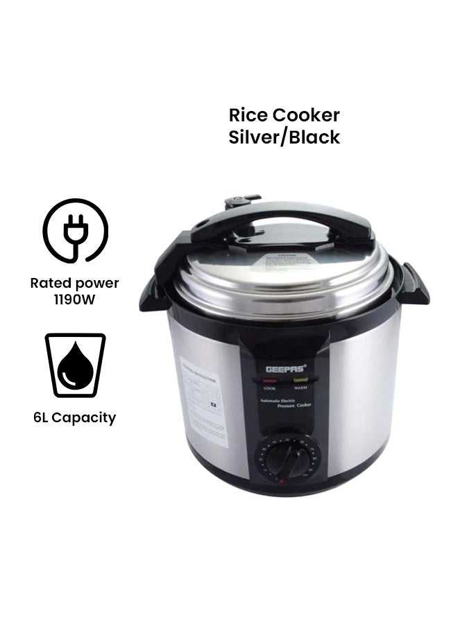 Electric Pressure Cooker | Non-Stick Coating Inner Pot | Keep Warm Function | Stainless Steel Cooker | Cool Touch Body | Timer Function 6.0 L GPC307 Silver/Black