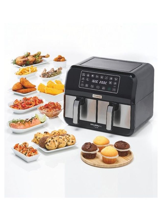 Digital Twin Air Fryer Xxxl 4L+4L 1.7Kg+1.7Kg With Dualzone Technology & Dual Fryin G  220V Supply Voltage And 50Hz 8 L 1700 W HFM75.000MB Black/Silver