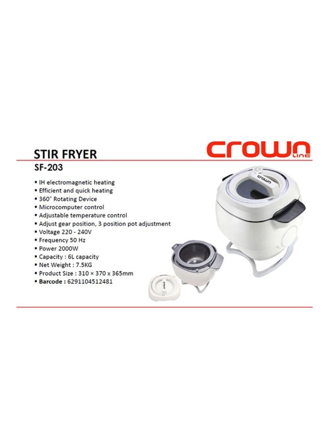 Automatic Stir Fryer 6 L 2000 W SF-203 White/Black
