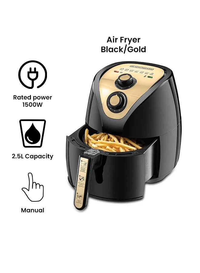 Air Fryer with 0.8KG, Anti Stick, with Rapid Air Convection Technology  (Suitable for 2-4 People) 2.5 L 1500 W AF250G-B5 Black/Gold