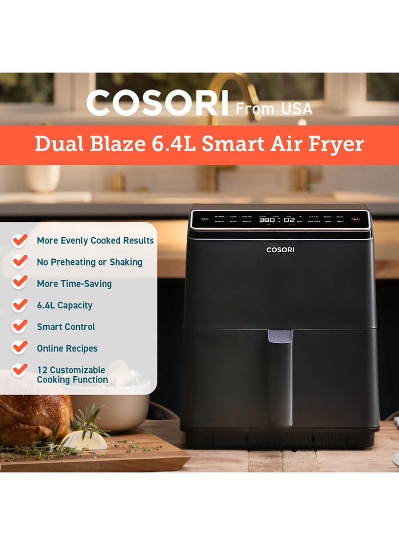 Digital Smart Air Fryer Dual Blaze CAF-P583S-KUK Oven Combo 6.4 L Large Oven 12 in 1 with Airfryer, Roast, Broil, Bake, 1700 W, 6.4L SMART GREY