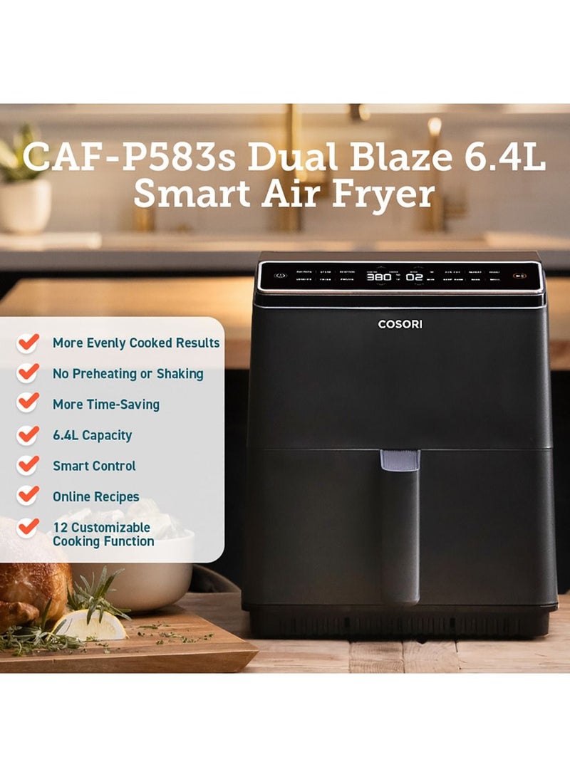 Digital Smart Air Fryer Dual Blaze CAF-P583S-KUK Oven Combo 6.4 L Large Oven 12 in 1 with Airfryer, Roast, Broil, Bake, 1700 W, 6.4L SMART GREY