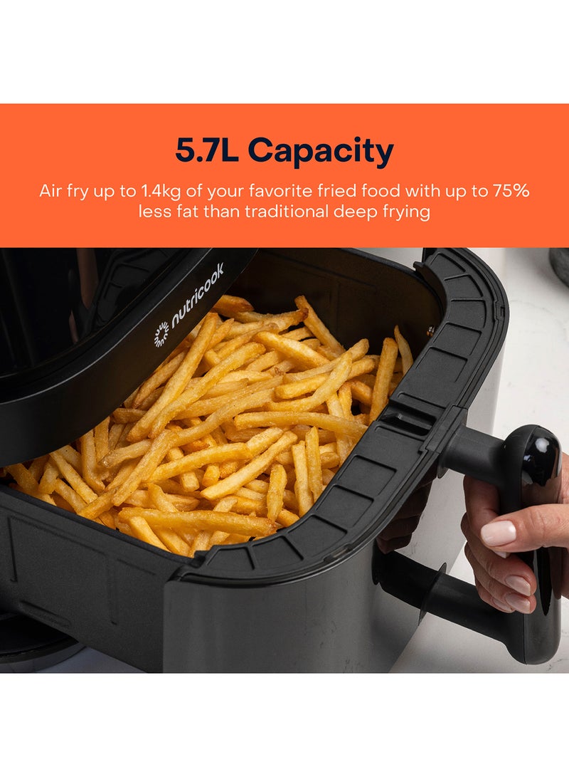 Air Fryer 2023 Model with Shake Reminder & Smart Temperature Function For Air Fry, Roast, Bake, Dehydrate And Reheat, 6 Presets 5.7 L 1700 W AF357 Black