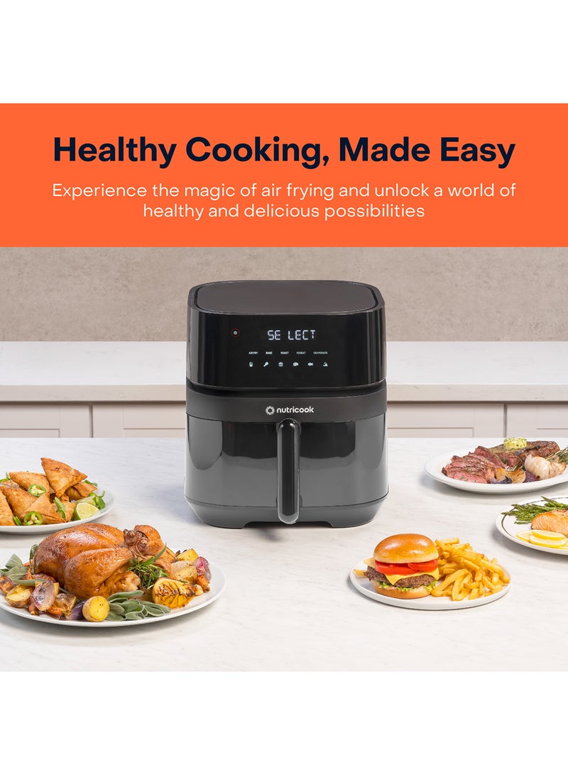 Air Fryer 2023 Model with Shake Reminder & Smart Temperature Function For Air Fry, Roast, Bake, Dehydrate And Reheat, 6 Presets 5.7 L 1700 W AF357 Black