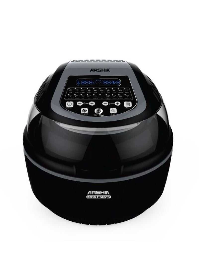 Arshia Multipurpose 20 in 1 Air Fryer with Digital Display Functions 10 Litre Black