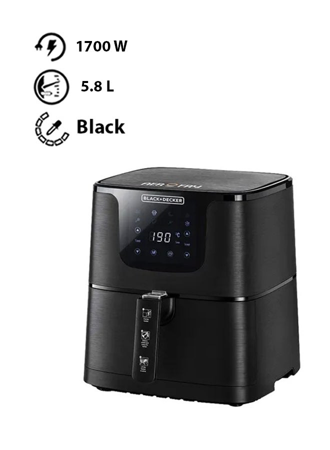 XXL Digital Air Fryer, 1.5KG Capacity With Rapid Air Convection Technology (Suitable For 4-6 People) 5.8 L 1700 W AF700-B5 Black