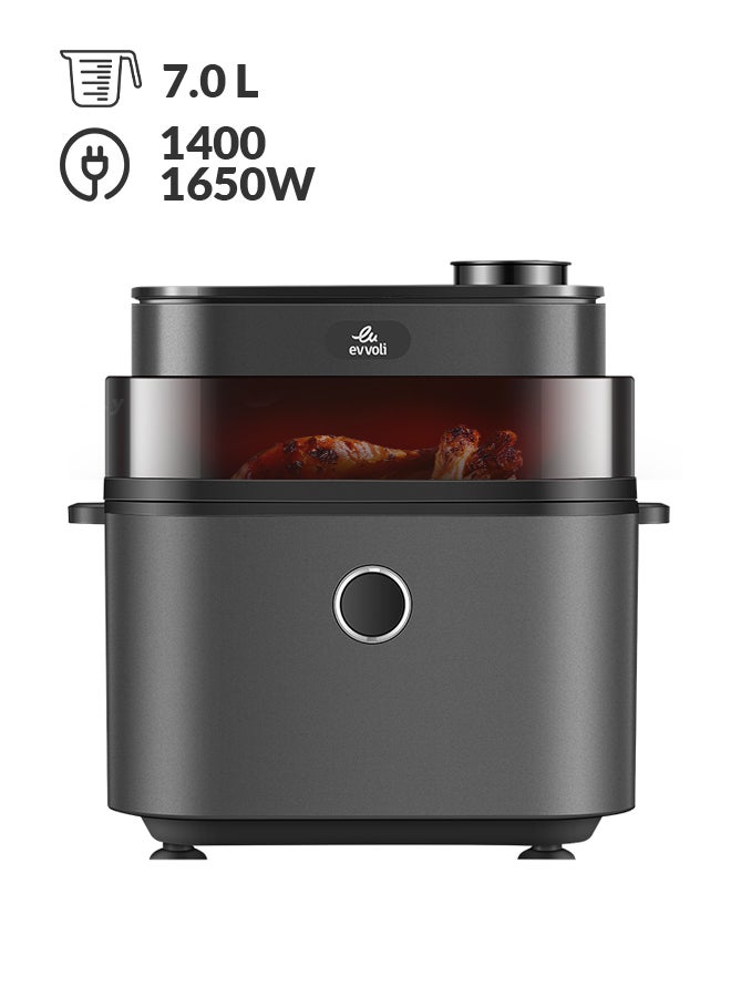 Air Fryer With Juicy And Crispy Options, Digital Control Panel Display, 8 Preset Programs 8 L 1650 W EVKA-AF8008D Black