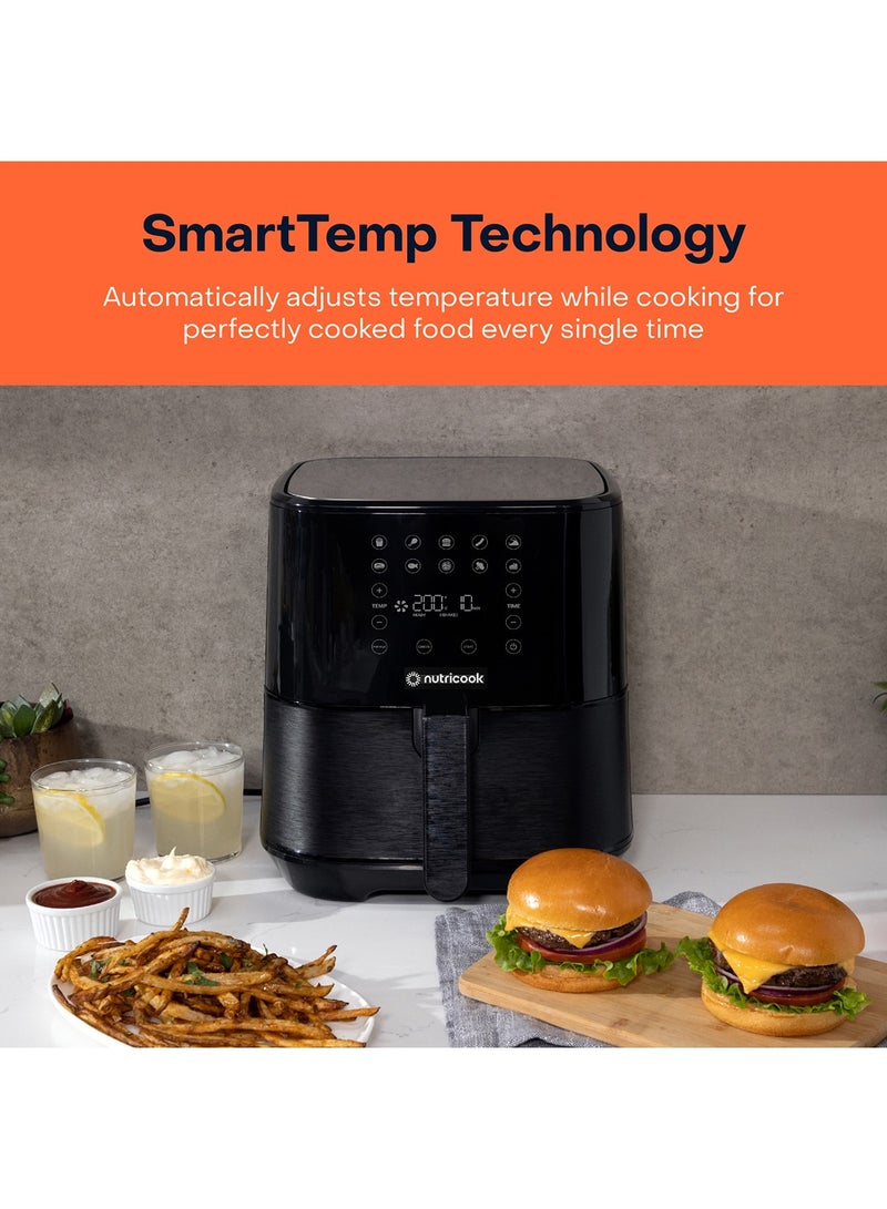 Air Fryer 2 Led One Touch Screen With 10 Presets, Preheat Celsius To Fahrenheit Conversion Auto Shut Off And Shake Reminder 5.5 L 1700 W AF205K Black