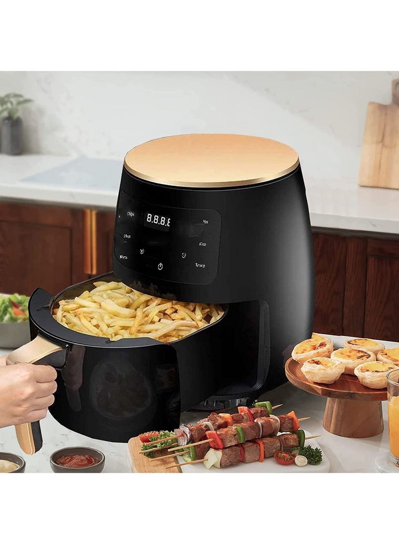 Kitchen Digital 6L Air Fryer With Flat Basket,LED Touch Screen Air Fryer,Non-Stick Dishwasher-Safe Basket