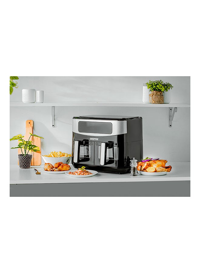 Dual Basket Digital Air Fryer 9 L Equipped With Vortex Air Frying Technology| Oil Free Cooking Led Display With Touch Screen Smart Finish And Match Cook 9 L 2600 W GAF37525 Black