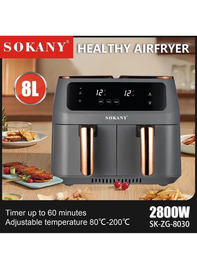 Sokany 8030 Two Zones Cyclonic Air One-Pot Dual-Use Air Fryer