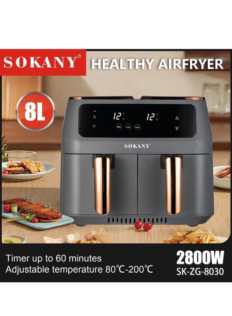 Sokany SK-ZG-8030 Two Zones Cyclonic Air One-Pot Dual-Use Air Fryer