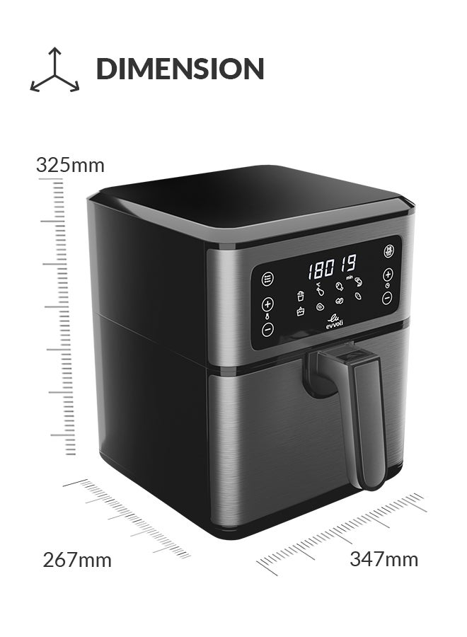 Air Fryer 8 Preset Programs With Digital Control Panel Display, Built-In Preheat Function 5.5 L 1700 W EVKA-AF5508D Grey