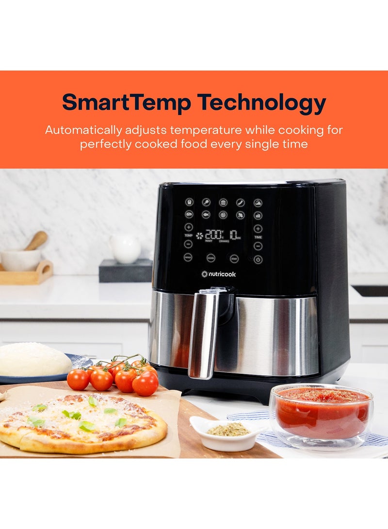 Air Fryer 2 Led One Touch Screen With 10 Presets Preheat Celsius To Fahrenheit Conversion Auto Shut Off And Shake Reminder 3.6 L 1500 W AF204 Stainless Steel