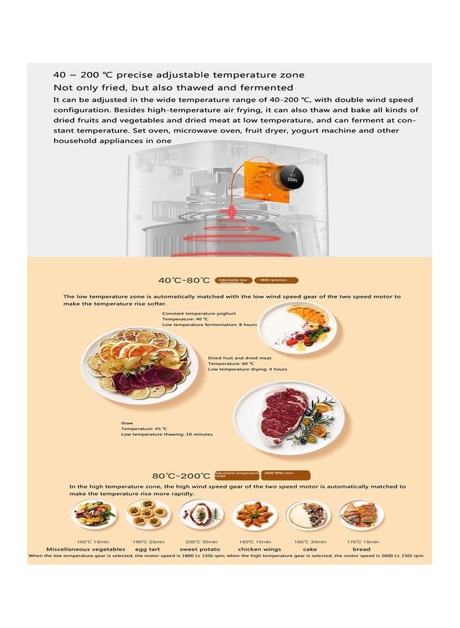 Smart Air Fryer Oven 360° Hot Air Circulation Electric Oil Free Frying Baking Machine With Oled Screen Mijia App Control Ok Google 3.5 L 1500 W MAF02 White