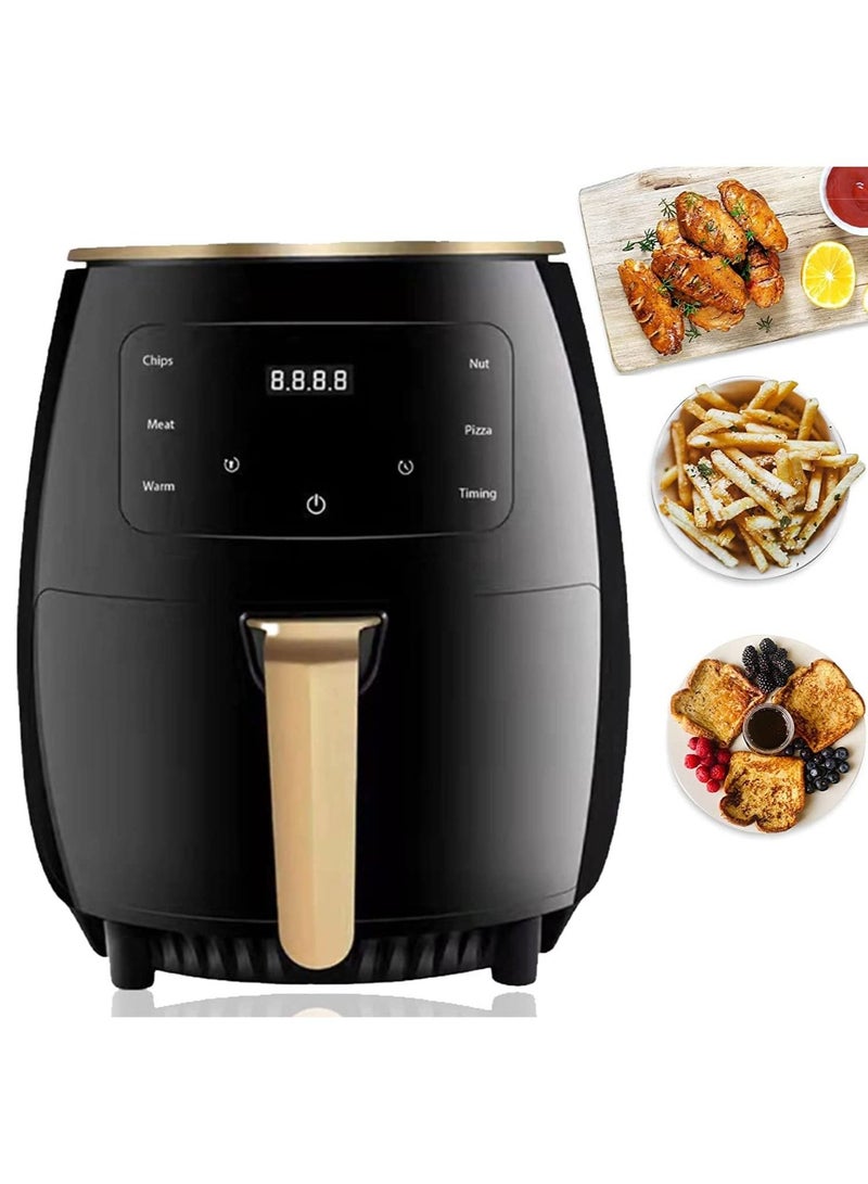 Kitchen Digital 6L Air Fryer With Flat Basket,LED Touch Screen Air Fryer,Non-Stick Dishwasher-Safe Basket