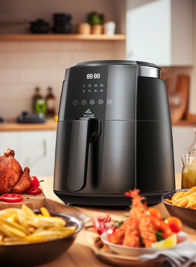 Air Fryer With Digital Control Panel Display, 8 Preset Programs Built-In Preheat Function 4 L 1500 W EVKA-AF4008D Black