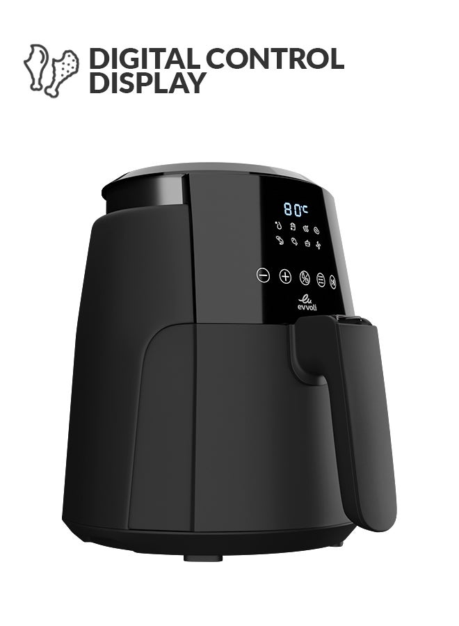 Air Fryer With Digital Control Panel Display, 8 Preset Programs Built-In Preheat Function 4 L 1500 W EVKA-AF4008D Black