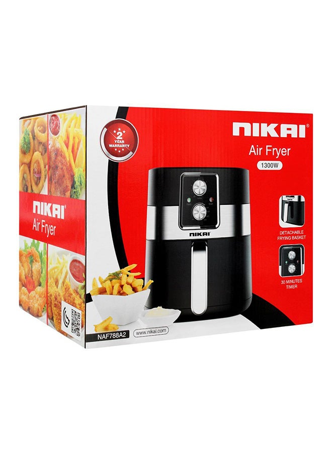 Air Fryer, Stainless Steel Accents, Detachable Basket, Overheat Protection Custom Temp Range, 30-Min, Detachable Frying Basket, Light Indicator, Dishwasher Safe 4 L 1300 W NAF788A / NAF788A2 Black