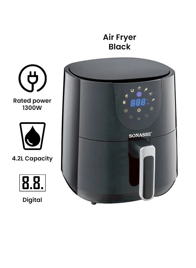 Digital Air Fryer - 4.5L Pot Capacity with Overheat Protection | LED Touch-Screen Display | Cool Touch Housing 4.2 L 1300 W SAF-420 Black